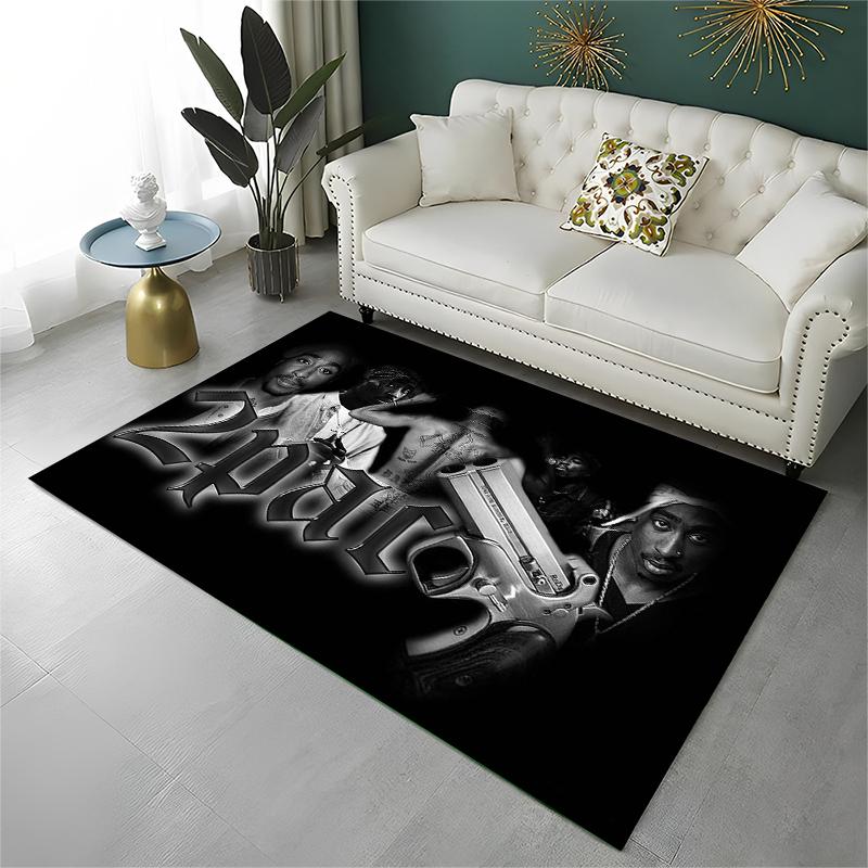 Rapper Eminem Tupac 2pac Hip Hop Rap God Carpet Rug for Playroom Bedroom Living Room Sofa Home Decor,kid Area Rug Non-slip