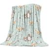 Flannel Blanket for Bed Cartoon Forest Animal Tree Fox Bear Rabbit Kids Throw Blanket Portable Super Soft Blanket Warm King Size