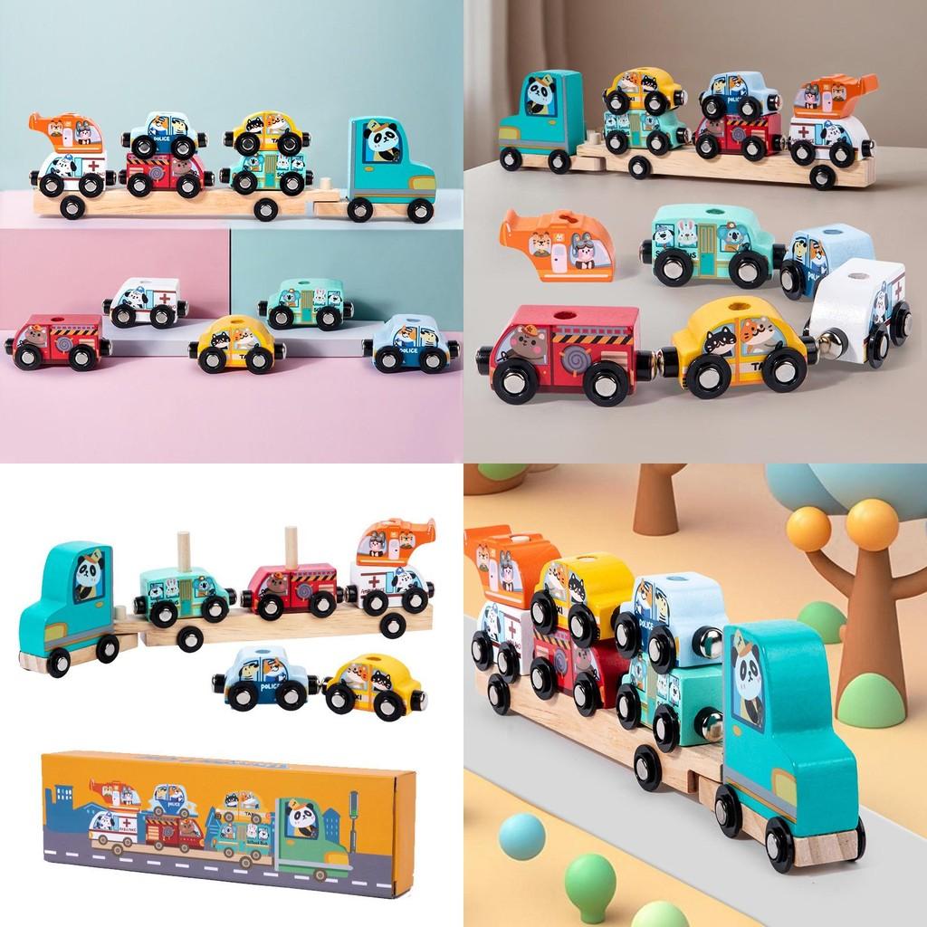 Wooden Animal Pattern Magnetic Car Building Block Children Puzzle Toy Set For Early Education And Cognitive Development