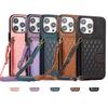 Applicable to iphone16 rhombus messenger card bag, mobile phone case, Samsung S25 wallet, mobile phone case, women's back strap case A56.