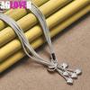 925 Sterling Silver Five Snake Chain Heart Necklace Jewelry