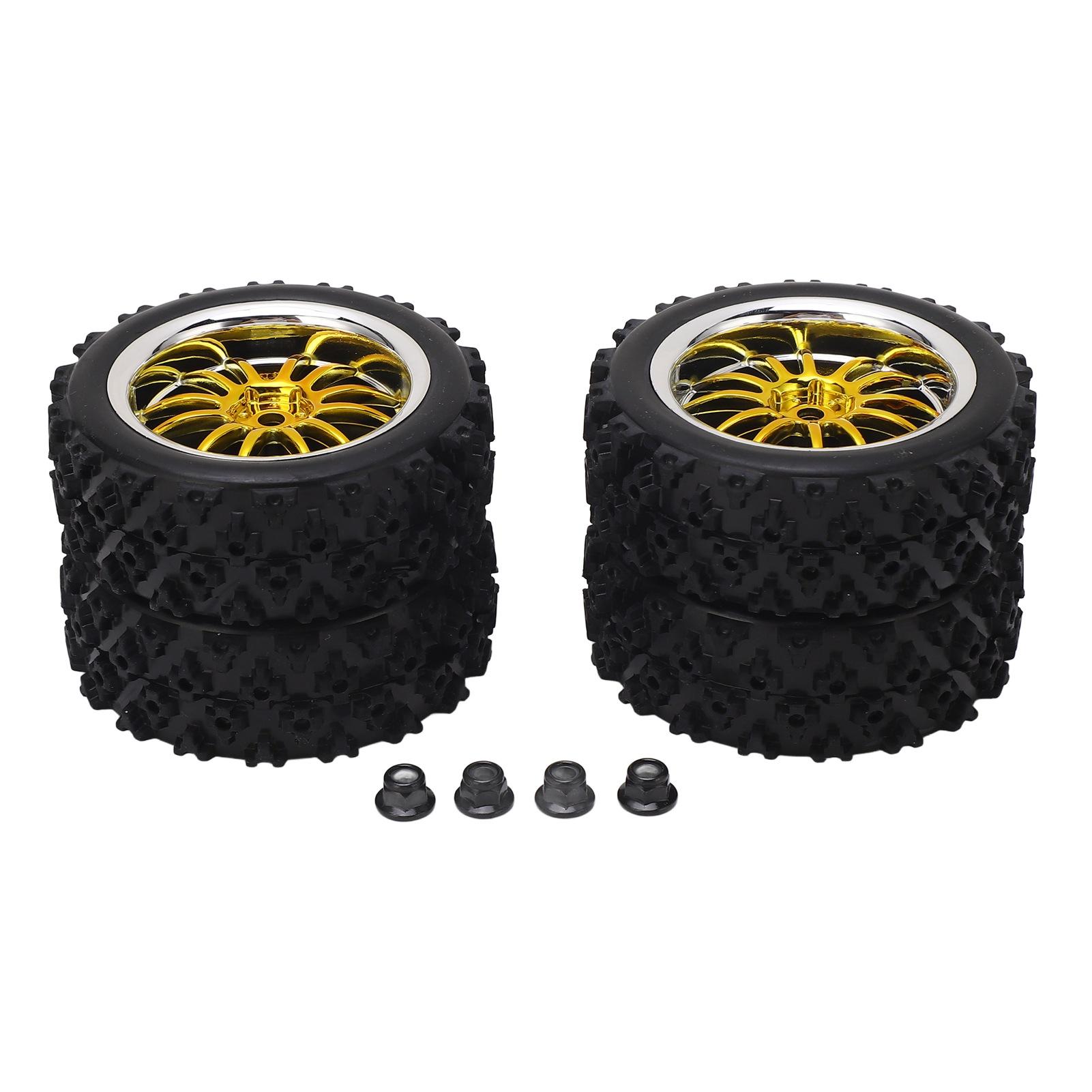 

4PCS RC Car Tires Gold Star Shape 12 Hole Off Road Street Run Wheel for Axial 110 Remote Control