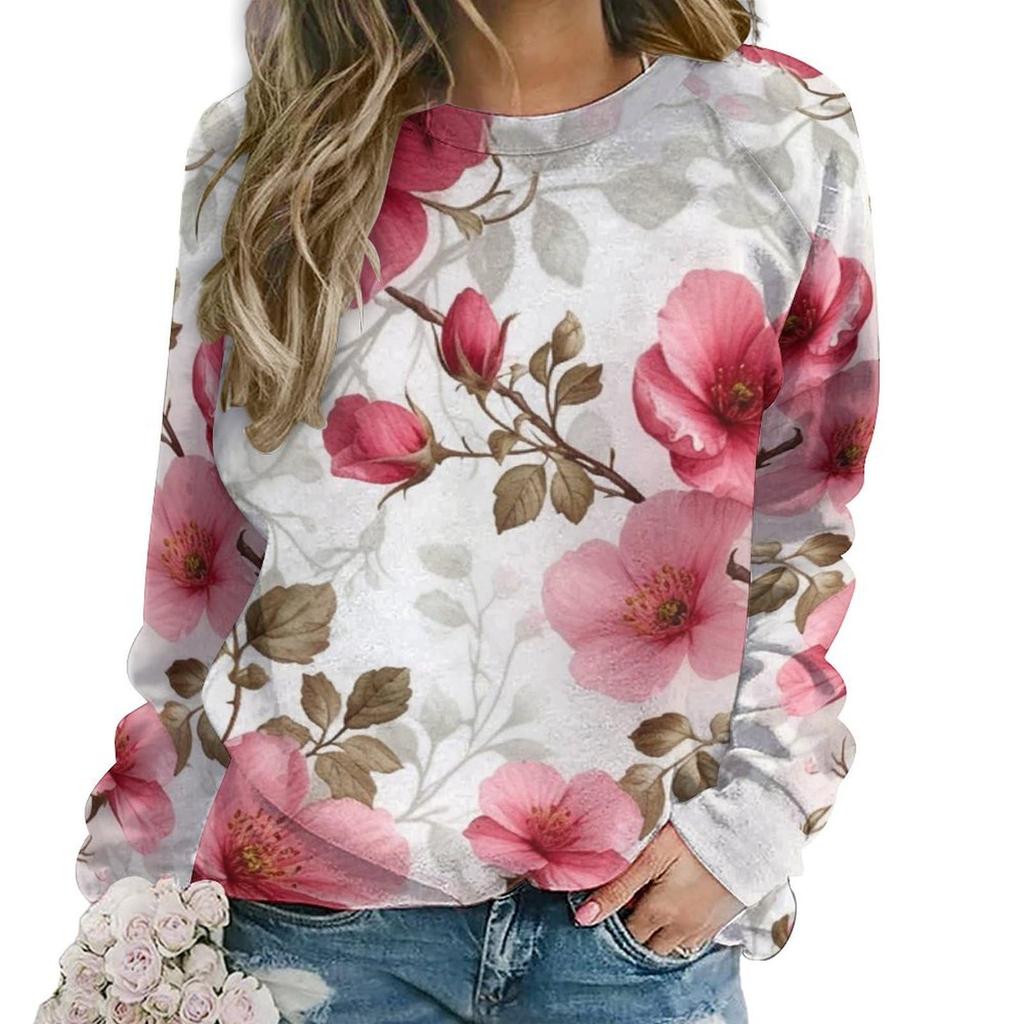 Floral Flower Pattern 3D Print Sweatshirts Women New Casual O-Neck Hoodies Streetwear Y2k Pullovers Harajuku Tops Woman Clothing