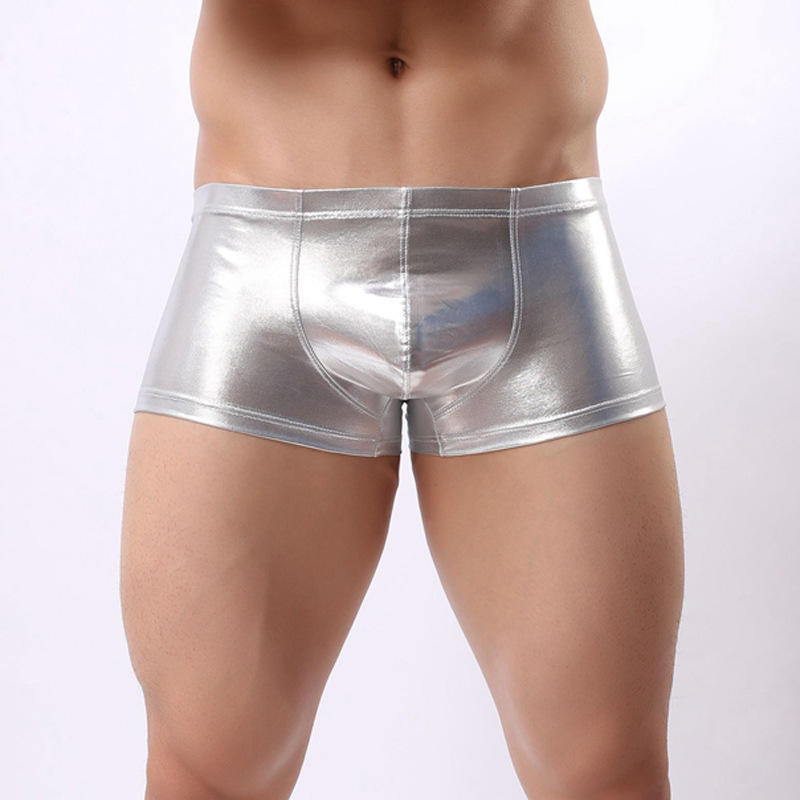 Sexy Men's Faux Black Leather Panties Underwear Man Boxer Briefs Trunks Boxer Shorts And Underpants Boxers Man Pack