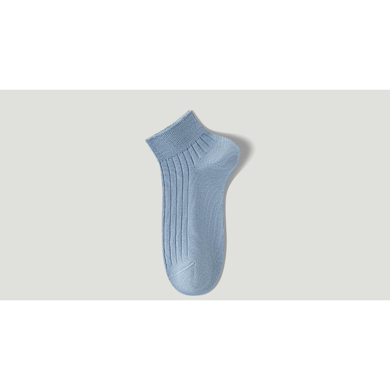 Men's Pure Cotton Short Socks for Summer - Thin Style - Breathable, Odor-Resistant, Anti-Bacterial, Non-Spangling - Solid Color Cotton Socks