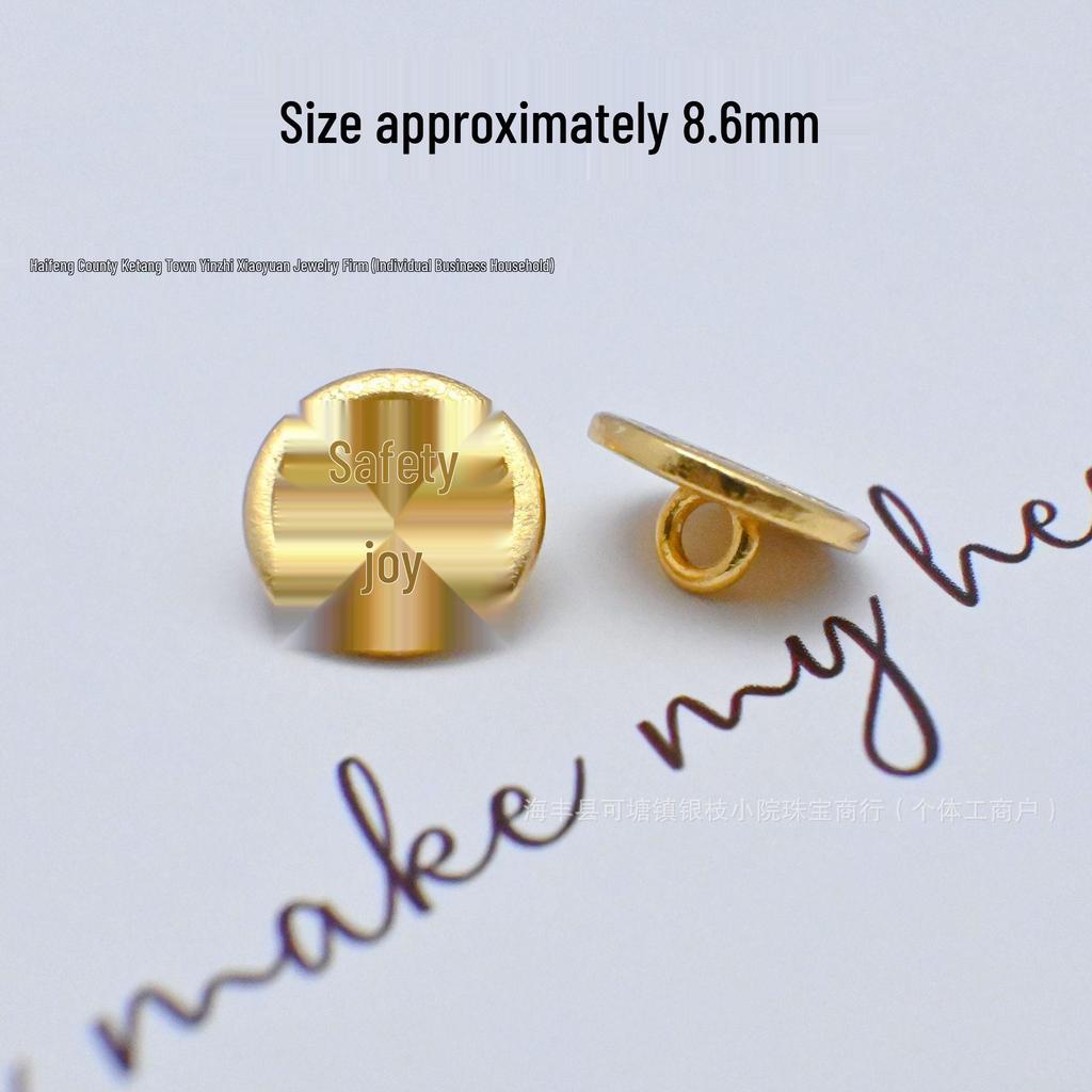 S925 Sterling Silver Ancient Gold Through Hole DIY Peace & Joy Double Ring Buckle Pendant Spacer Beads
