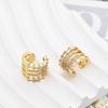 Fashion Layered C Shape Ear Clip Earrings Woman Cartilage Fake Piercings Ear Cuff Zircon Geometric Jewelry Gold Silver Color