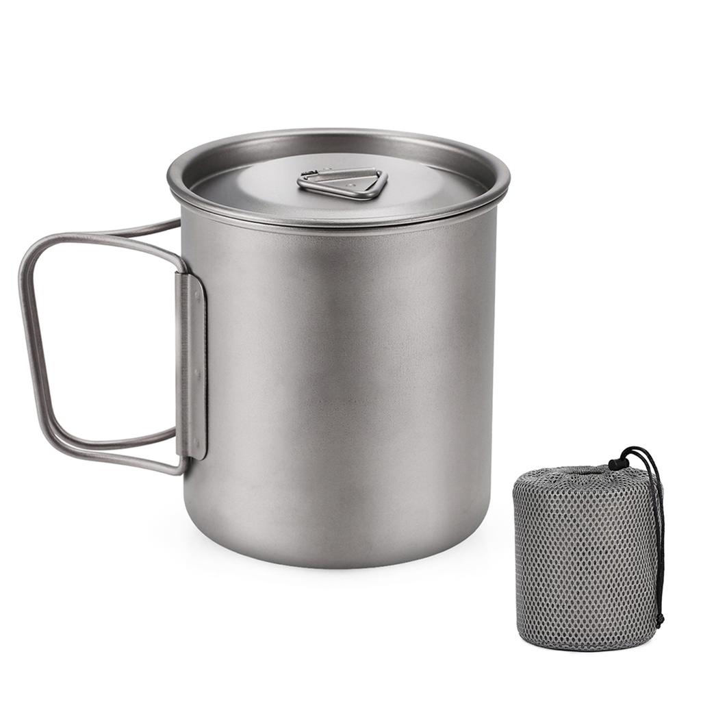 Ultralehký titanový hrnek Outdoor Přenosný Kempingový Piknikový Hrnky na vodu se sklopnou rukojetí 300ml / 350ml / 450ml / 550ml / 650ml