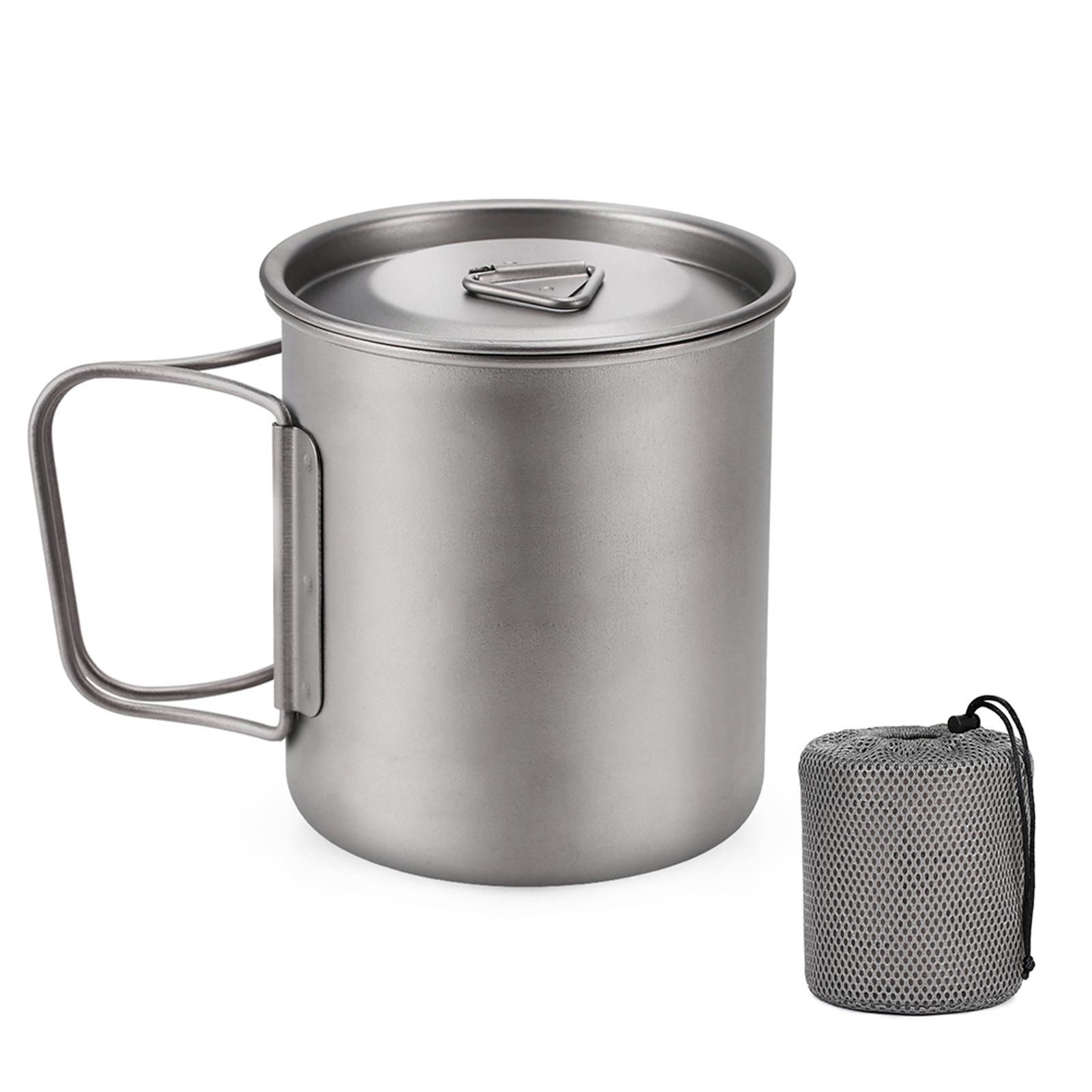 Ultralight Titanium Cup Outdoor Portable Camping Picnic Water Cup Mug with Foldable Handle 300ml / 350ml / 450ml / 550ml / 650ml