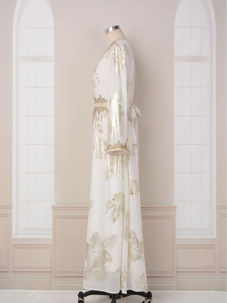 Women's Dubai Evening Long Dress with Hot Stamping - European & American Fashion Muslim Travel Wear