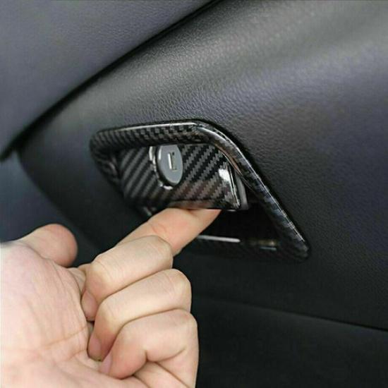 2x Carbon Fiber Copilot Storage Box Handle Cover Trim For Toyota Camry 2018-