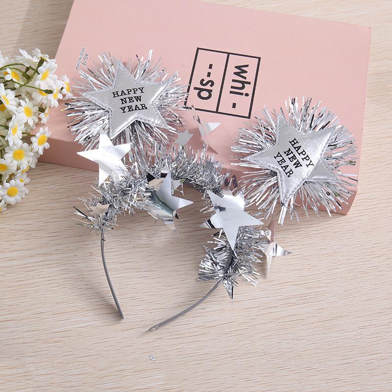 Festive Five-Pointed Star Headband – Colorful Gold & Silver for Christmas & New Year Celebrations