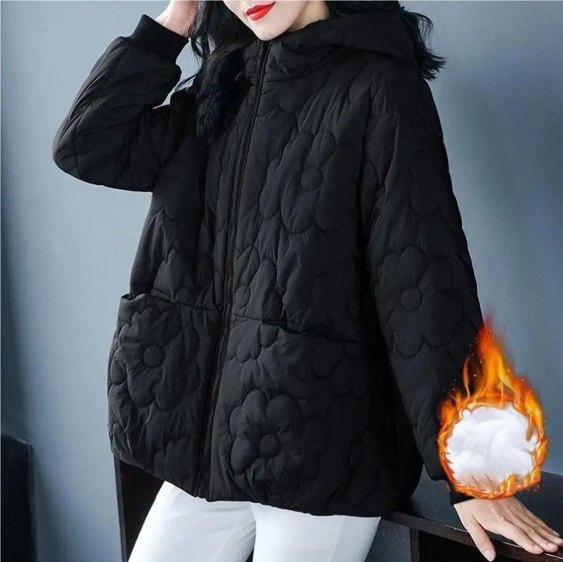 

Autumn Winter Loose Cotton Jacket Women s Fashionable Casual Hooded Coat Female Thicken Warm Zipper Jackets M