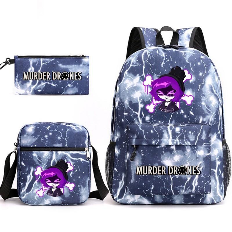 Murder Drones Themed 3-Piece School Set: Backpack Shoulder Bag Pencil Case Teens