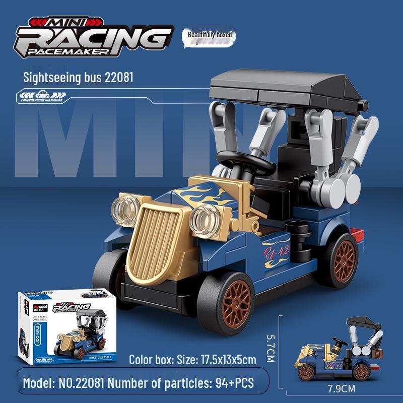 Pull-Back Assembly Toy Set: Campervan, Race Car, Ambulance, Fire Truck