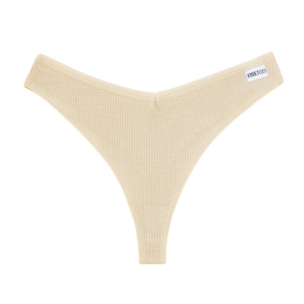 

FINETOO женские трусики с v-образной талией, нижнее белье для женщин из вафельного хлопка, 6 однотонных бразильских трусиков-бикини высокой гибкости XL