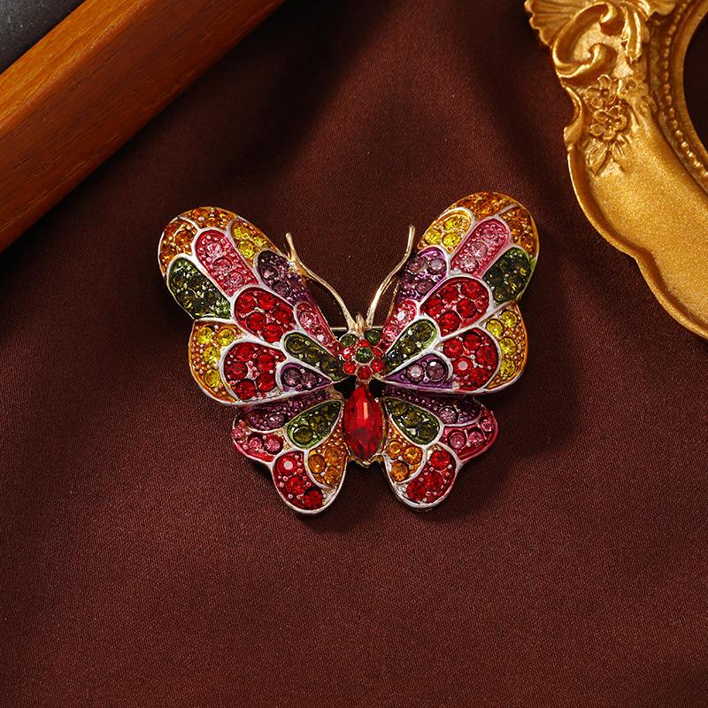 Vintage Classic Enamel Butterfly Pin Brooch Medium Ancient Crystal Insect Painting Corsage Badge Ornament Batch