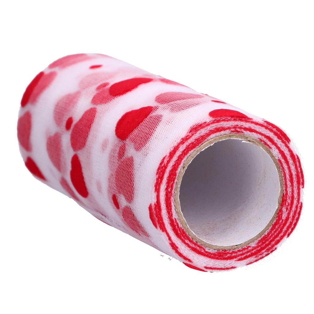Tulle Rolls 10 Yards Red Heart Shaped Pattern Packaging Ribbon DIY Cutting Romantic Craft