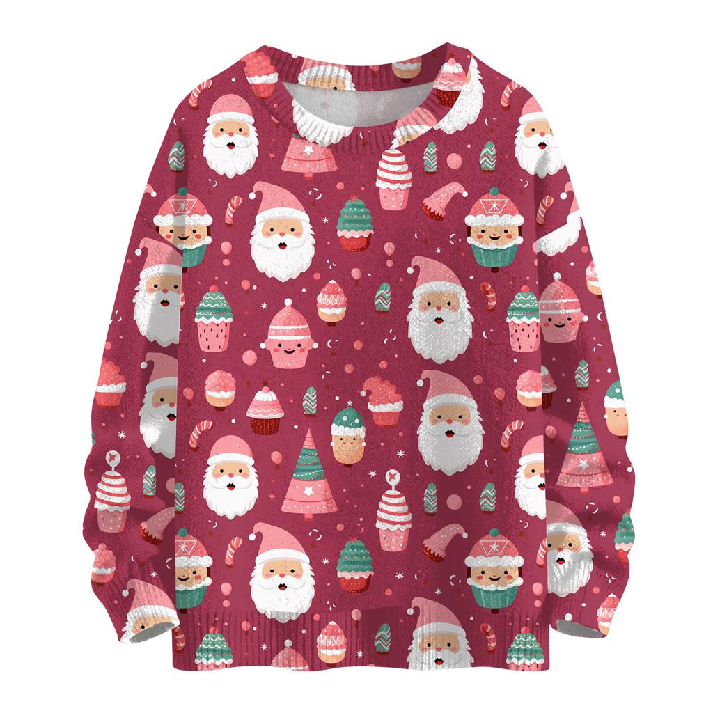 Women's Casual Long Sleeve Woolen Christmas Sweatshirt Fall  Vacation Long Sleeve Pullover