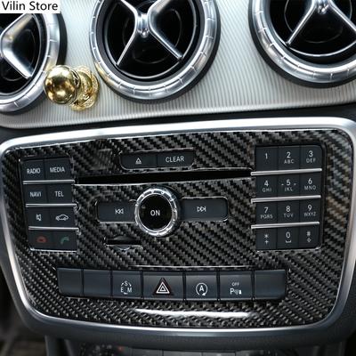 Carbon Fiber Styling Auto Mittelkonsole Multimedia CD Dekorative Aufkleber Für Mercedes Benz A Klasse CLA 15-19 GLA 13-18