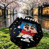 Custom Name Personalized Crayon Shin Print Umbrella, Auto Open Close, 8‑Rib Sturdy Frame, Commute Camping Hiking Use, Birthday Gift