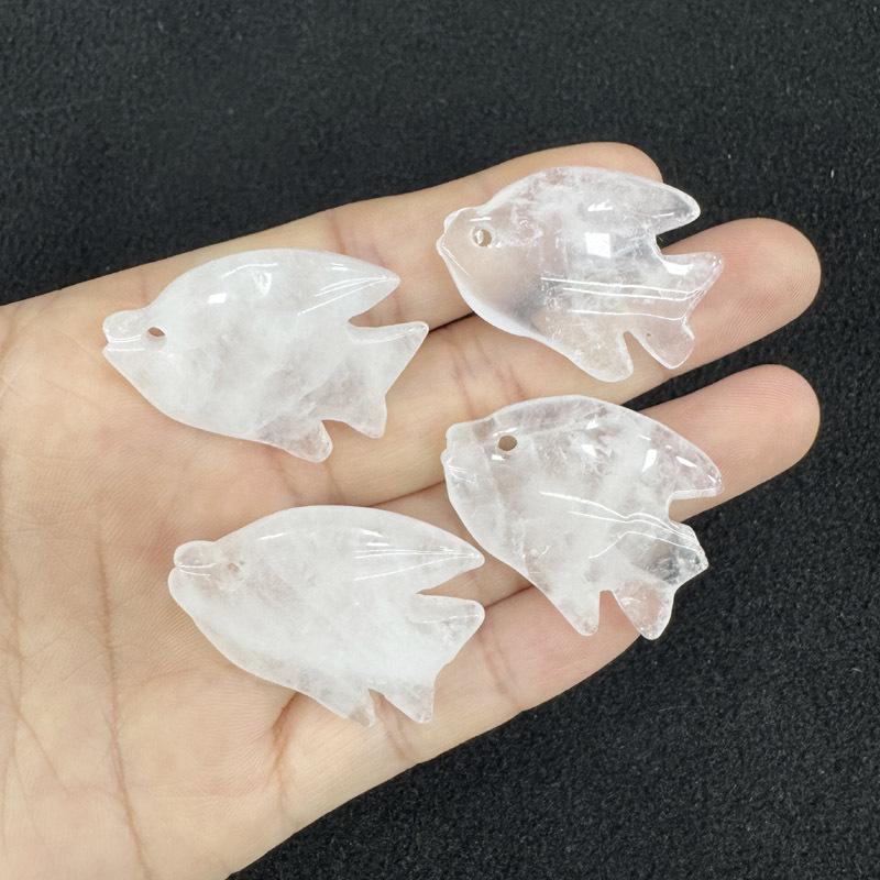 Rose Quartz Fish-Shaped Crystal Agate Pendant Necklace - Natural Stone DIY Jewelry Gift