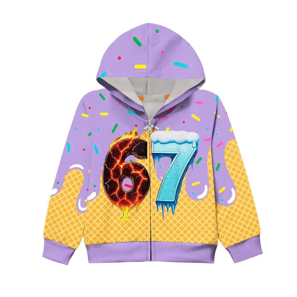 Children's Long Sleeved Loose Printed Zipper Jacket