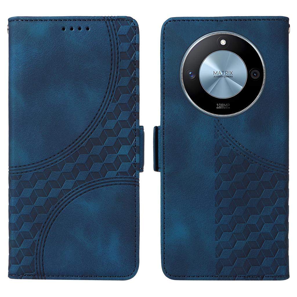 For Honor X60 5G Case PU Leather Phone Cover Rhombus Starry Imprinted