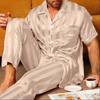 Conjunto de Pijama de Seda de Manga Corta para Hombre en Rojo