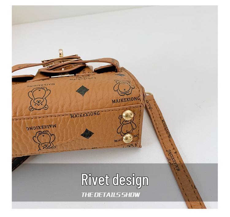 Korean Style Cartoon Bear Kids' Shoulder Bag - Cute Print Handbag & Coin Purse