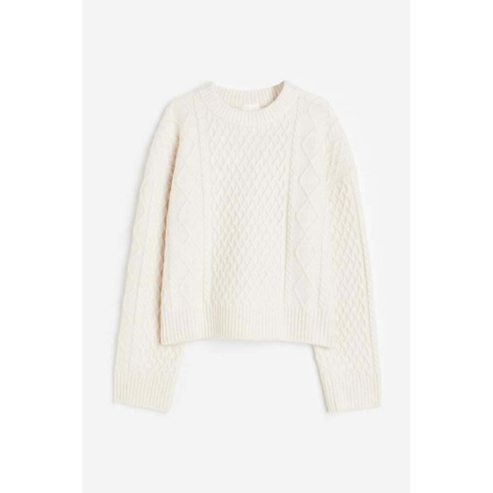 

Свитер HM косой вязки натуральный белый