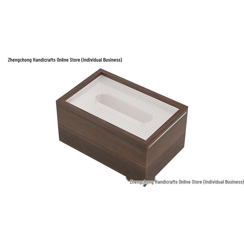 Walnut New Chinese Style Solid Wood Tissue Box - Living Room, Hotel, or Restaurant Napkin Holder with Customizable Logo Option.