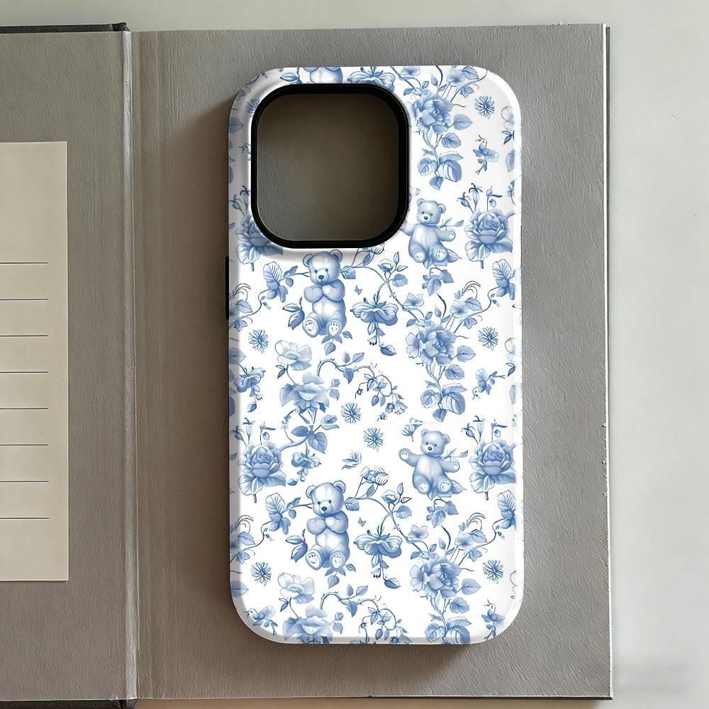 Clmj Blue Flowers Phone Case For Samsung Galaxy A56 A36 A26 S26 S25 S24 S23 S20FE Ultra Plus 5G Luxury Double-layer Back Cover