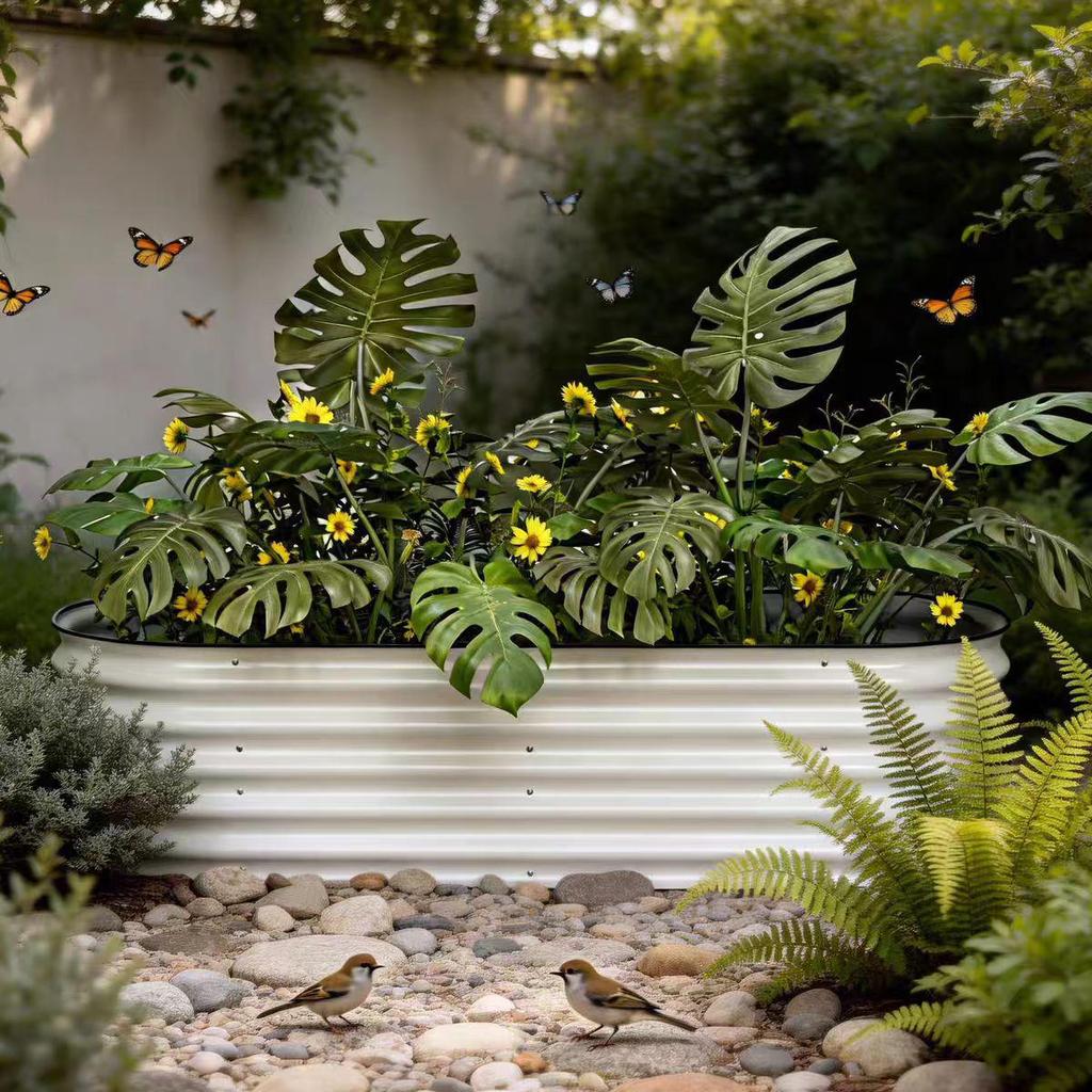 Metal Planting Box with Wheels for Vegetables & Flowers - Outdoor Balcony, Courtyard, Rooftop Use
