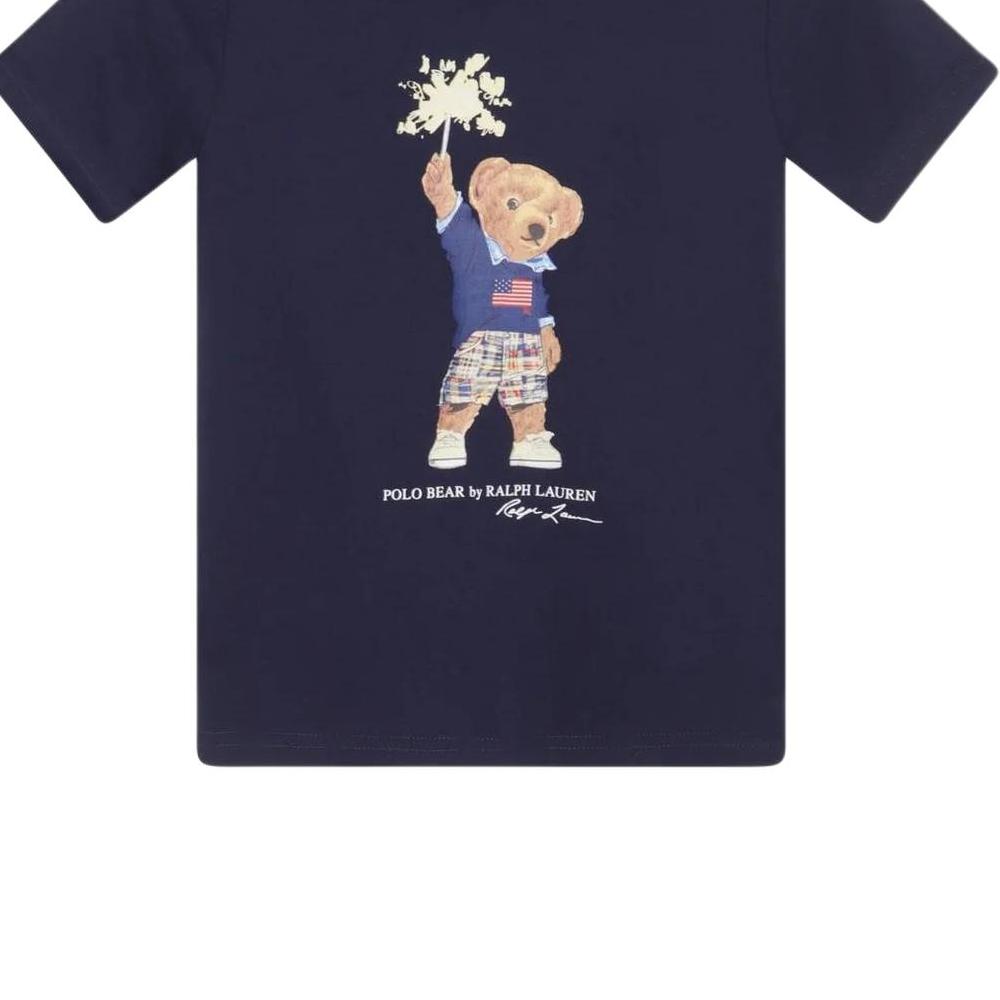 Polo Ralph Lauren T-Shirt Letter Round Neck Short Sleeve Kids Tops Navy-Blue 323979103-001