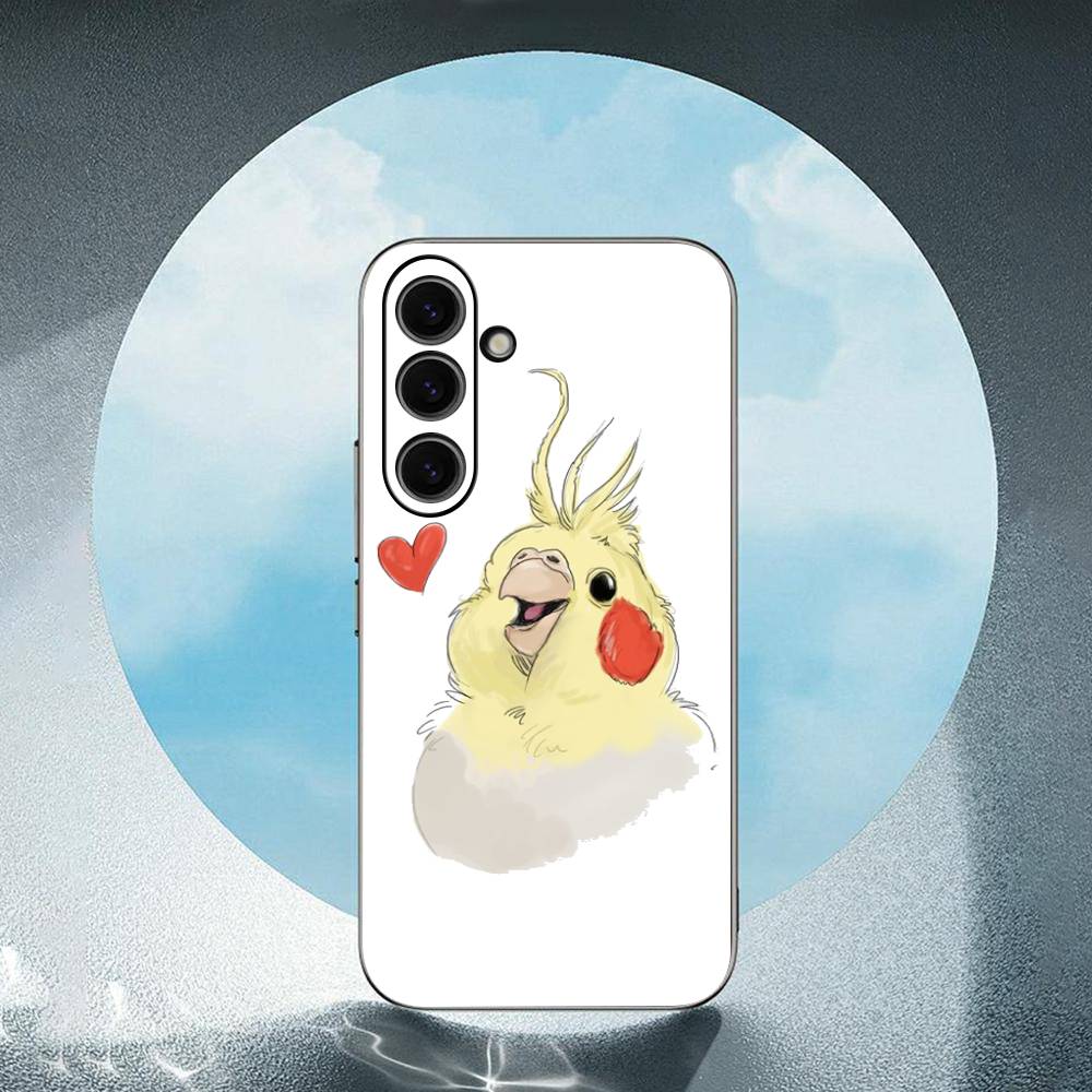 Cartoon Parrot Luxury Black Phone Case For Samsung Galaxy S23 S24 S25 Ultra S22 Plus S21