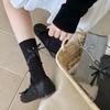 Female Spring and Autumn Sweet Solid Color Variety Pull A Heel Hot Diamond Ribbon Bow In The Tube Pile Socks