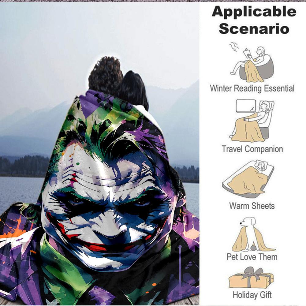 1pc Joker Flannel Throw Blanket Lightweight Soft Warm All Season Blanket for Sofa, Bed, Travel, Camping L1024216