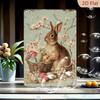 Metal Wall Art Easter Bunny Vintage Poster For Living Room