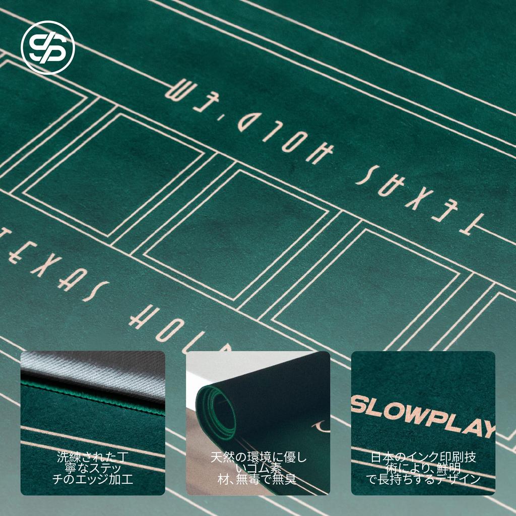 SLOWPLAY Nash Texas Poker Round 120cm Art Deco Print Portable Play Mat with Green Smooth to the Comes with Overflowing Carry Bag Hold'em Mat,