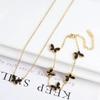 New high quality stainless steel Laser Butterfly Zircon set Bracelet Necklace earrings Luxury women's party Zircon Clover