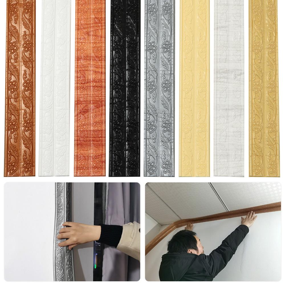 1PC New Adhesive Ceiling Decorative Strip Waterproof Wall Stickers Baseboard Wallpaper Home Decoration Wall Border Skirting