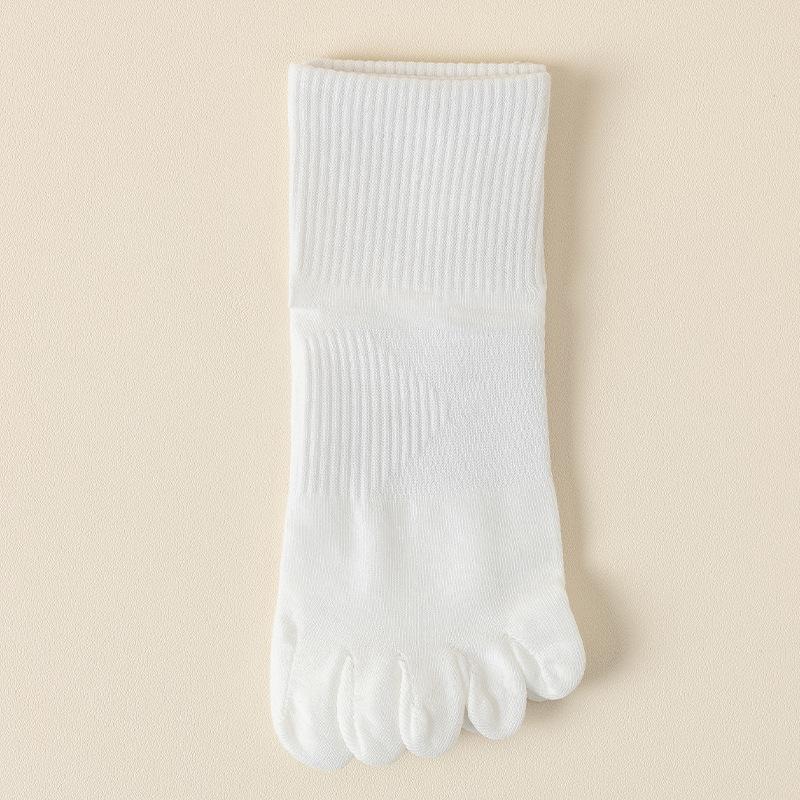 Five-fingered Socks for Women, Spring and Summer, Solid Color Cotton, Sweat-absorbing, Boneless, Anti-pilling, Split-toe Socks, Sports Short Socks