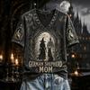 Women's Casual Halloween Print T-Shirt with Raglan Short Sleeves for Everyday Wear
