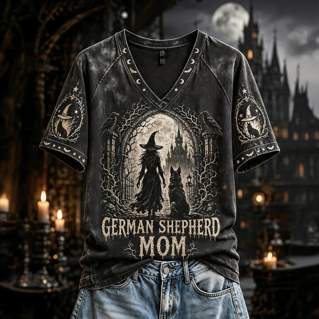 Women's Casual Halloween Print T-Shirt with Raglan Short Sleeves for Everyday Wear