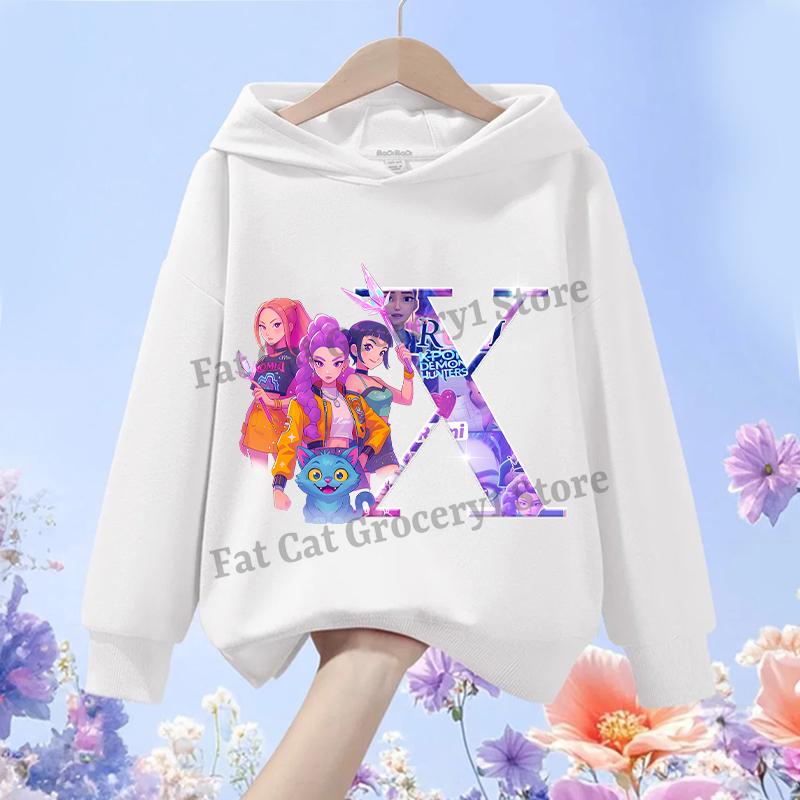 

Kpop Demon Hunter Hoodies Girls Kawaii Letter A-Z Sweatshirt Tops Children Autumn Winter Long Sleeves Pullover Kids Clothes Gift 150