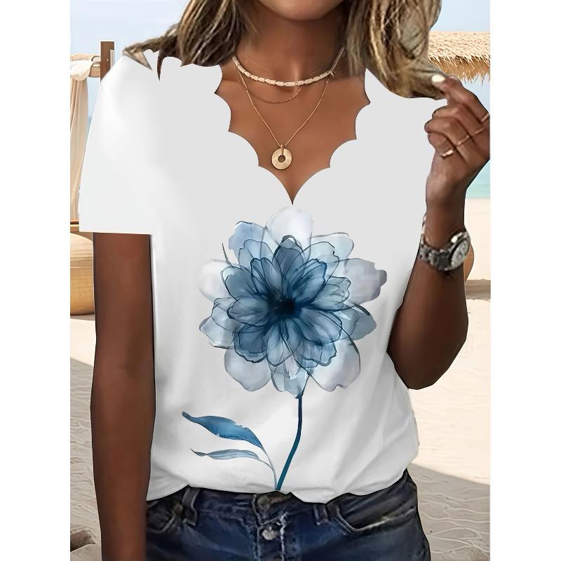 DICFY Women's Fashion Casual Summer Spring V-Neck Short Sleeve Blouses & Shirts