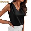 Women's Fashion Casual Solid Color Print Sleeveless V Neck Blouses & Shirts
