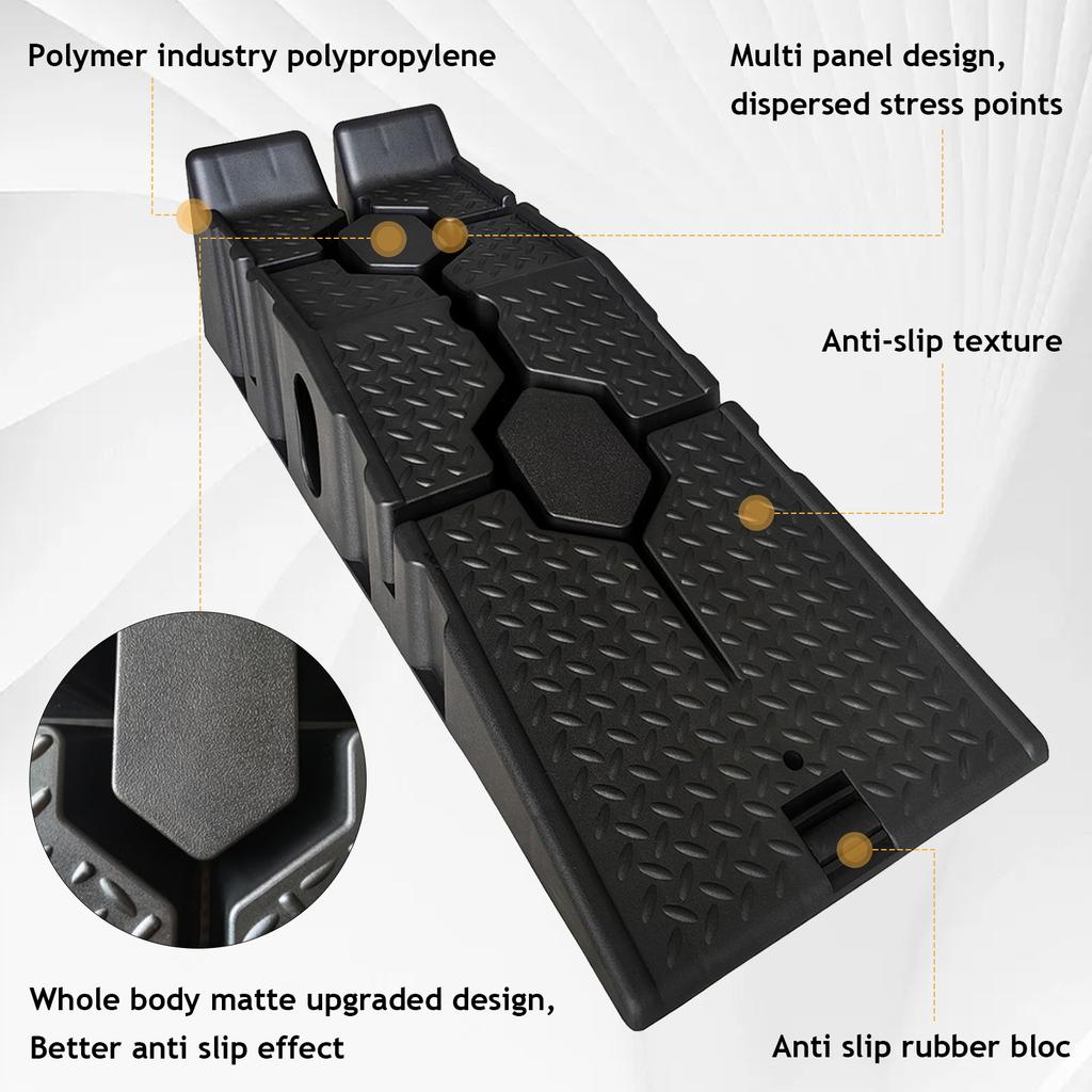 2 Pcs Vehicle Ramp 3 Ton Capacity Plastic Car Ramps Portable Vehicle Maintenance Tire Ramps for Truck SUV Vehicle Repair