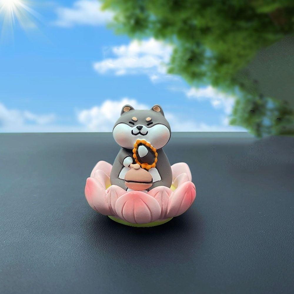 Cartoon Good Luck Lotus Ornament Buddha Style Capybara Model Figure Lotus Pig Car Ornaments Office